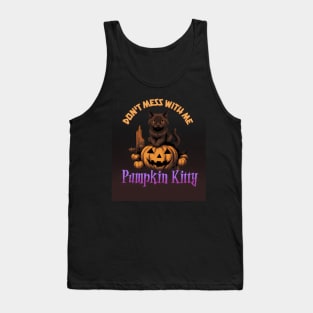 Retro Black Cat Halloween Pumpkin Costume For Women Men Kids Tank Top